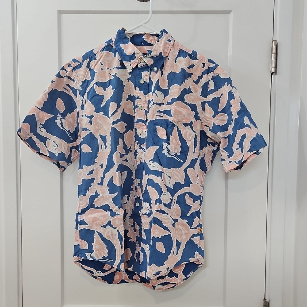 Reyn Spooner Blue and Pink Men's Aloha Shirt